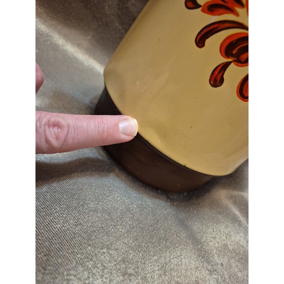 Vintage CORNING Thermos Coffee Tea Carafe 1qt GARDEN Orange Brown Floral - Picture 7 of 14